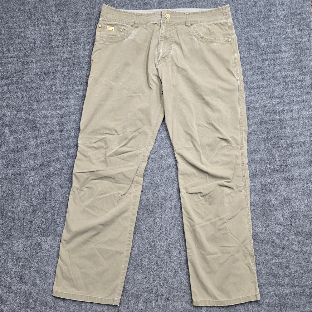 Kuhl Kanvus Jean Mens Size 38x34 Khaki Outdoor Hiking Pants Vintage Patina Dye